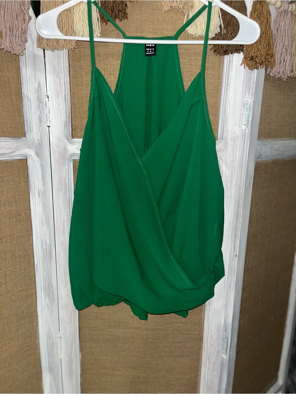 SHEIN Emerald Green Draped Surplice Cami Top